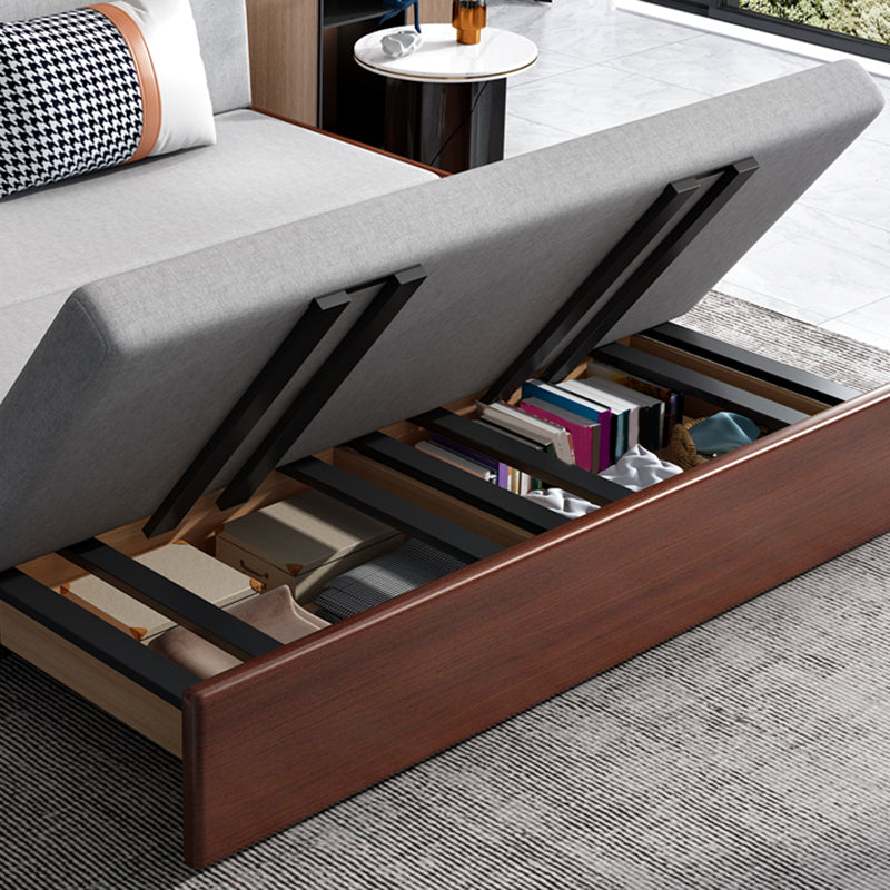 Linen Contemporary Armless Sofa Bed Foldable Sofa for Living Room, Apartment
