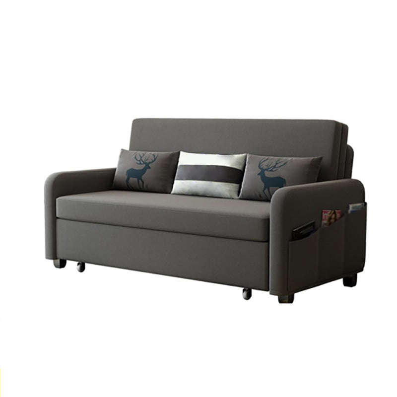Contemporary Linen Square Arm Sofa Bed Washable Standard Sofa for Living Room