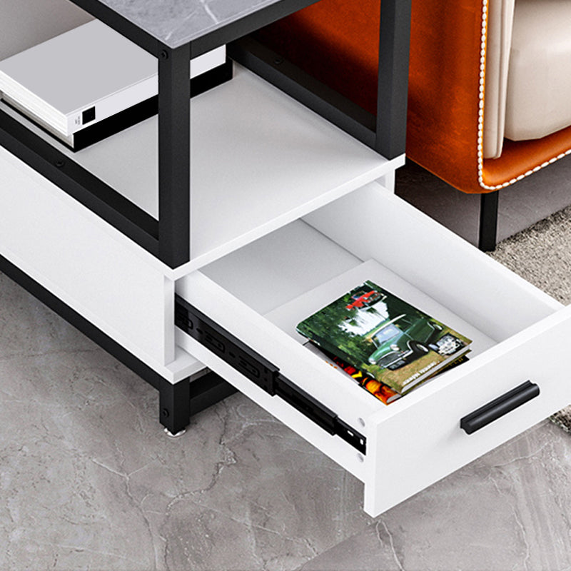 Stone 21.65-inch Rectangular Side Table 1-shelf 1-Drawer Withe/Grey End Table