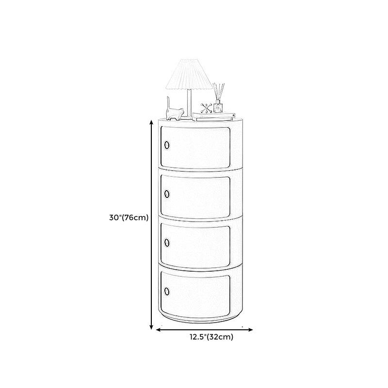 Dia 12.6" Nordic Round Plastic Side Table in Yellow/Green with Storage