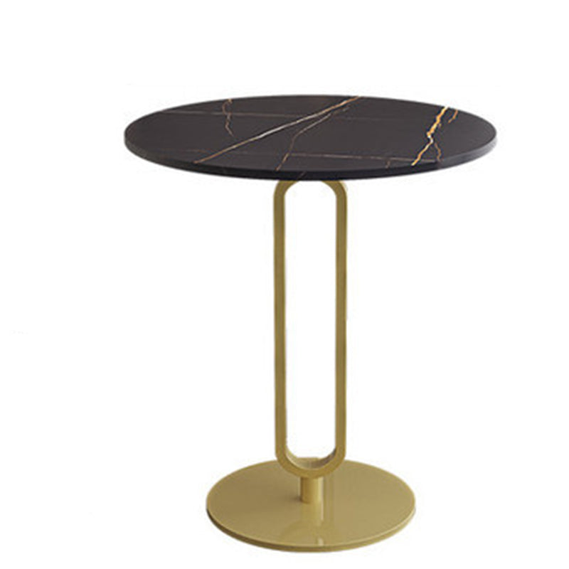 Pedestal Round Stone Side Table 21.65" High Black//White End Table