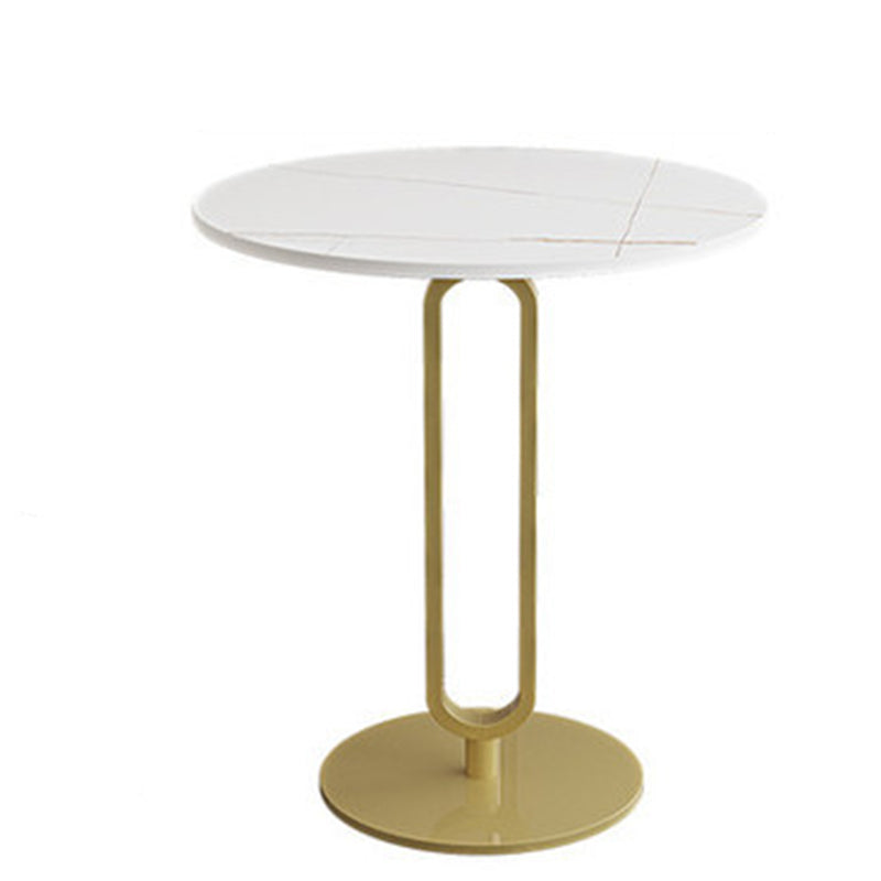 Pedestal Round Stone Side Table 21.65" High Black//White End Table