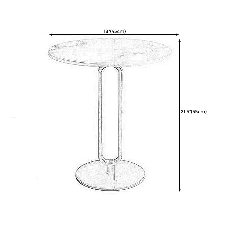 Pedestal Round Stone Side Table 21.65" High Black//White End Table