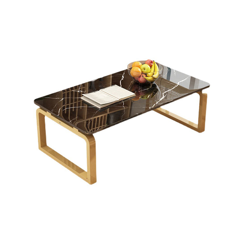 11.8"H Modern Sled Metal Base Square Top Coffee Table for Apartment