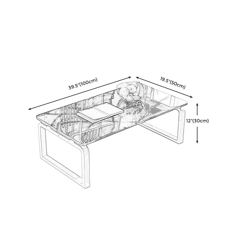 11.8"H Modern Sled Metal Base Square Top Coffee Table for Apartment