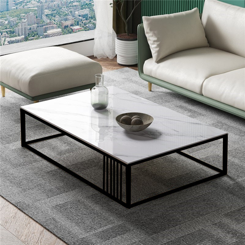 Modern Slate/steel Rectangle Coffee Table 1 Single Cocktail Table for Living Room