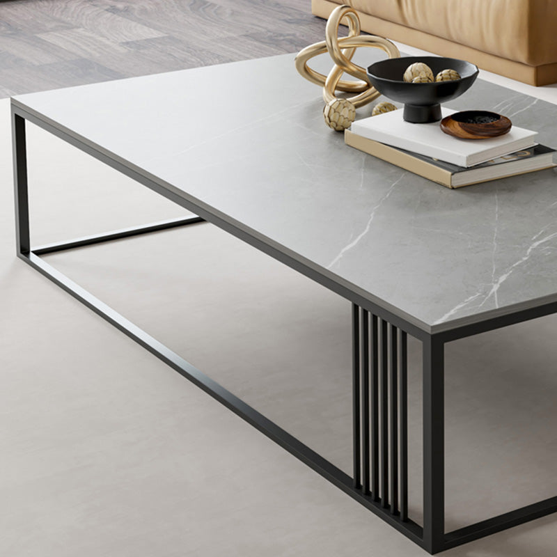 Modern Slate/steel Rectangle Coffee Table 1 Single Cocktail Table for Living Room