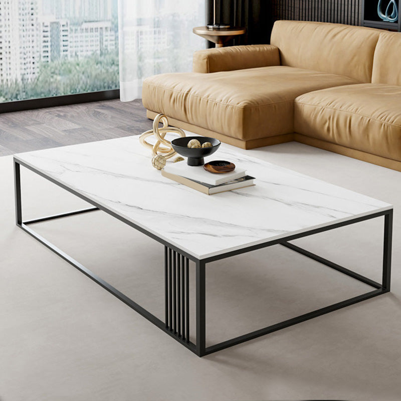 Modern Slate/steel Rectangle Coffee Table 1 Single Cocktail Table for Living Room