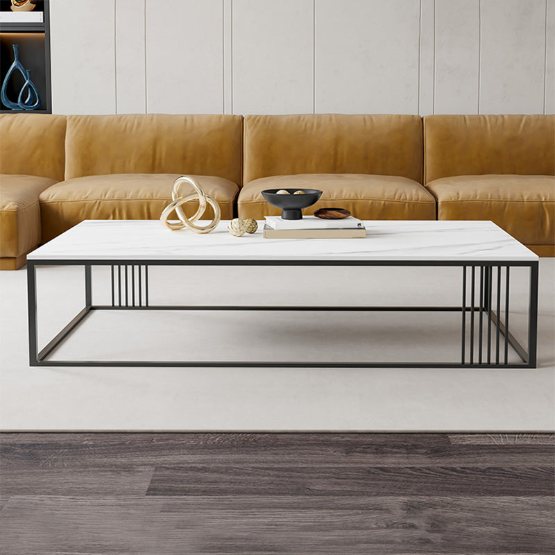 Modern Slate/steel Rectangle Coffee Table 1 Single Cocktail Table for Living Room