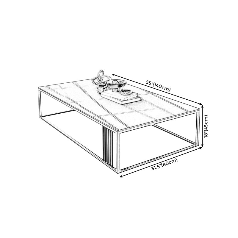 Modern Slate/steel Rectangle Coffee Table 1 Single Cocktail Table for Living Room