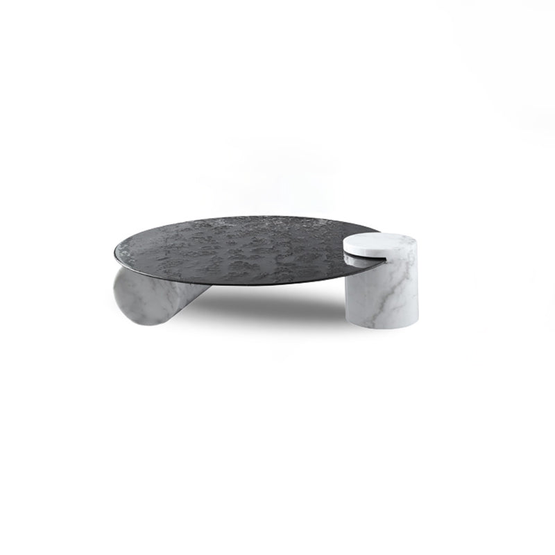 Round Clear Glass Coffee Table2 Legs Base 1 Single Cocktail Table