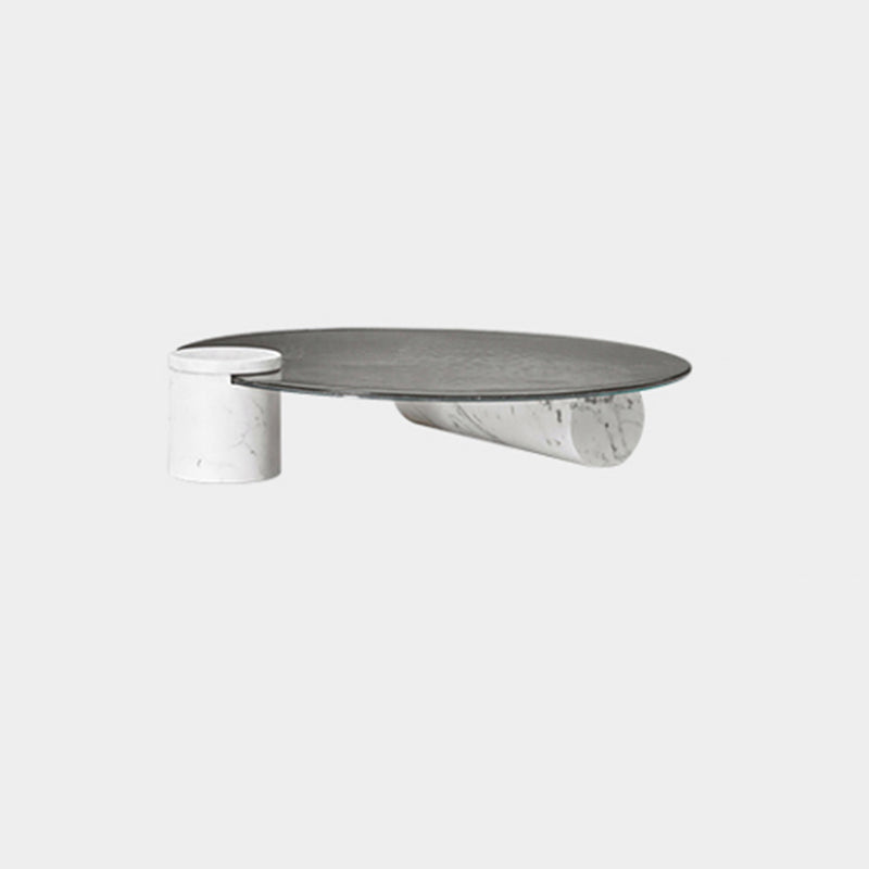 Round Clear Glass Coffee Table2 Legs Base 1 Single Cocktail Table