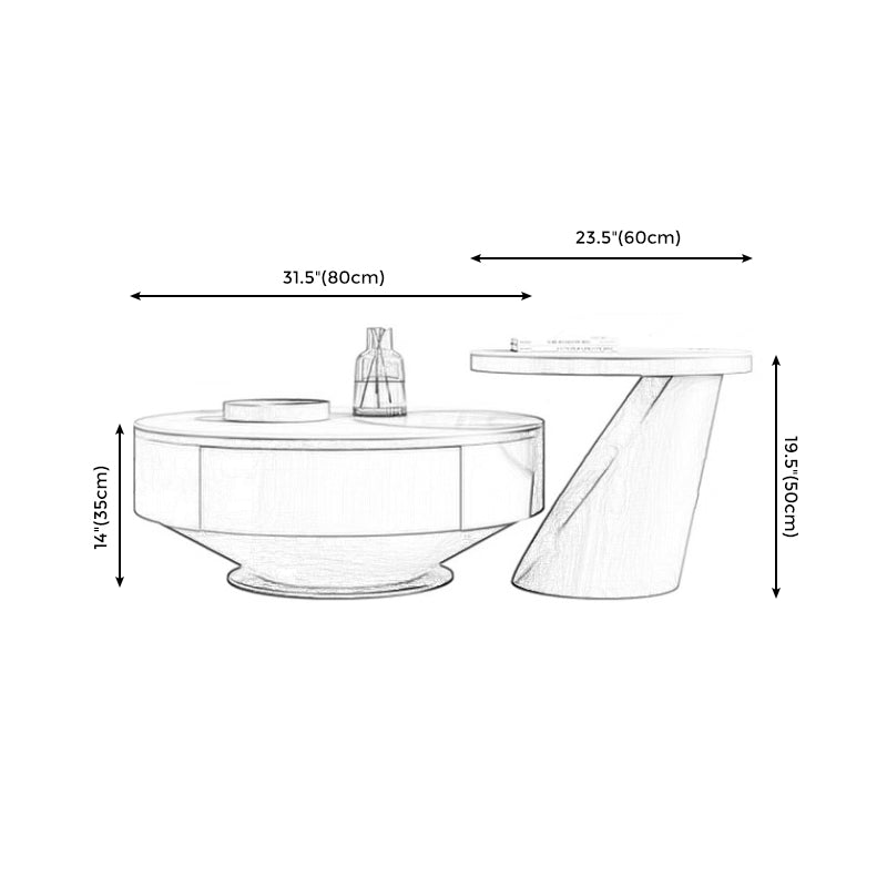 Metal Craft Grey Coffee Table with Circular Nested Single Foot Base Coffee Table