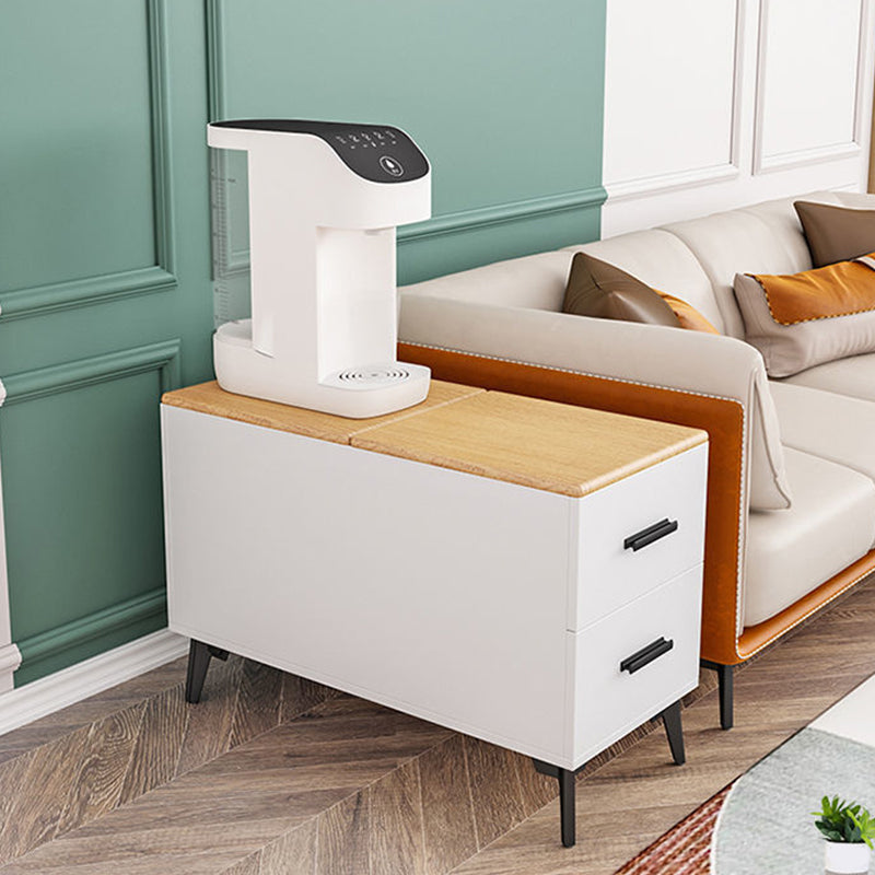 Rectangular Wood End Table 4 Legs 2-Drawer Side Table - 23.23" H