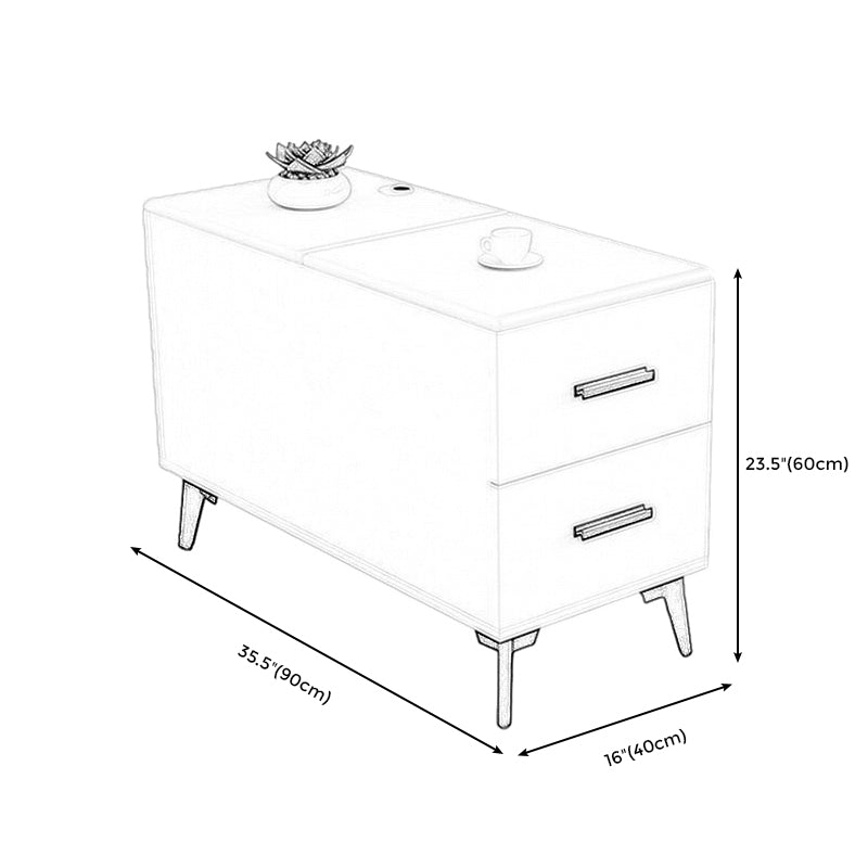 Rectangular Wood End Table 4 Legs 2-Drawer Side Table - 23.23" H