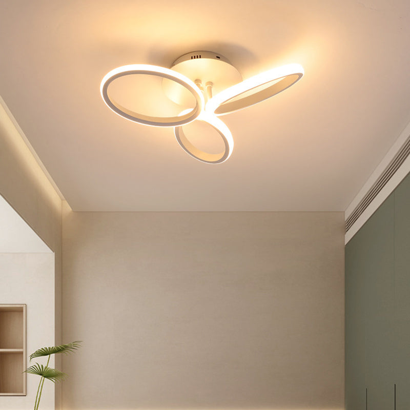 Minimalist Floral Semi Flush Mount Lighting Metal LED Bedroom Ceiling Lighting