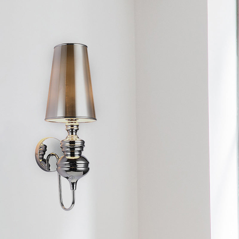 Fabric Barrel Wall Mount Light Contemporary 1 Light Black/Silver/White Sconce Light for Bedroom