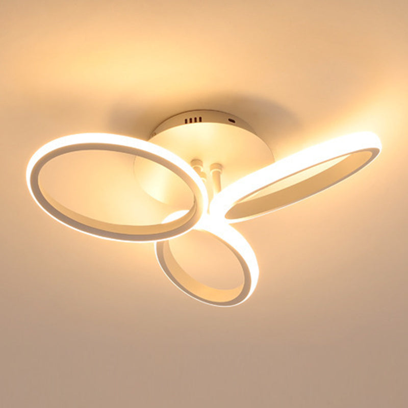 Minimalist Floral Semi Flush Mount Lighting Metal LED Bedroom Ceiling Lighting
