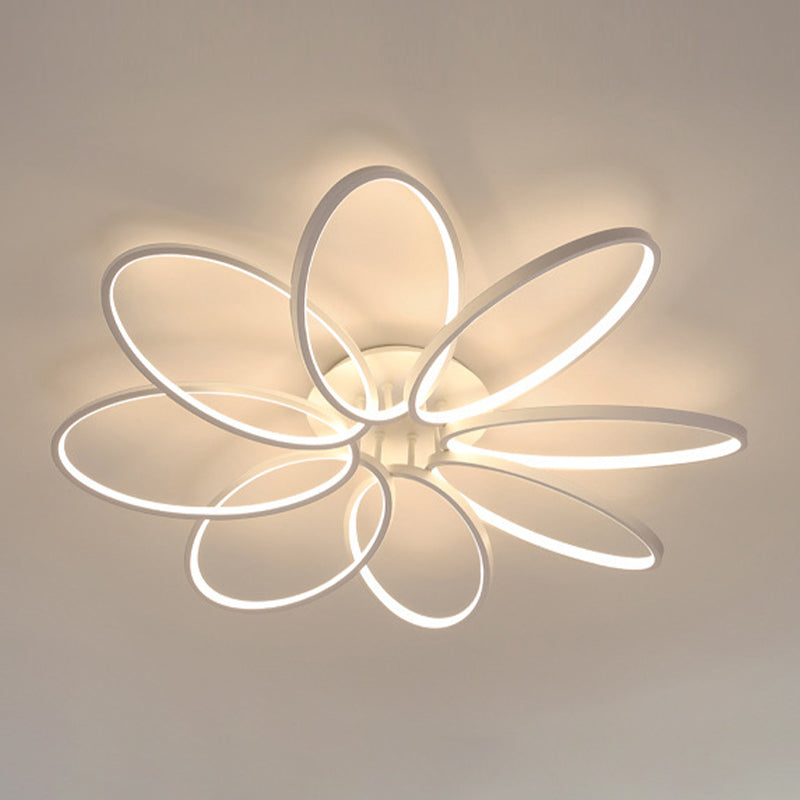 Minimalist Floral Semi Flush Mount Lighting Metal LED Bedroom Ceiling Lighting