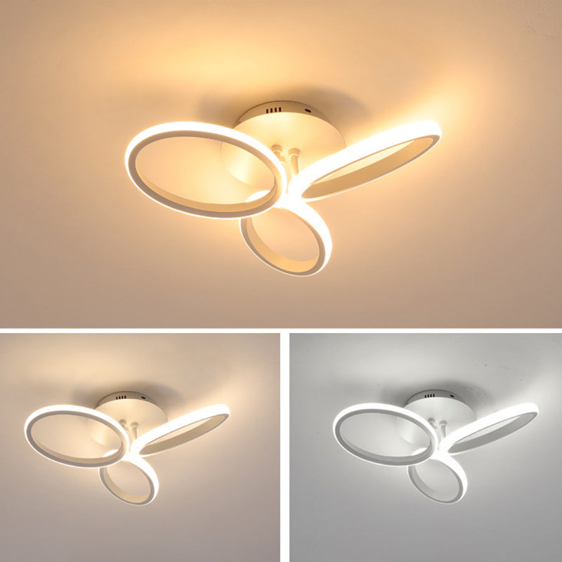 Minimalist Floral Semi Flush Mount Lighting Metal LED Bedroom Ceiling Lighting