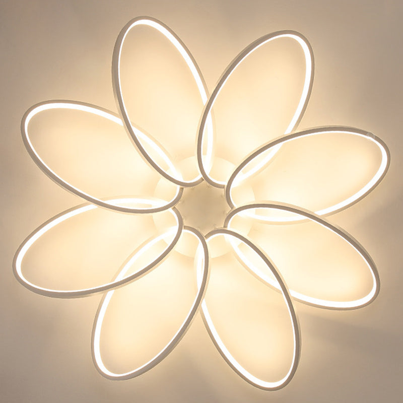 Minimalist Floral Semi Flush Mount Lighting Metal LED Bedroom Ceiling Lighting