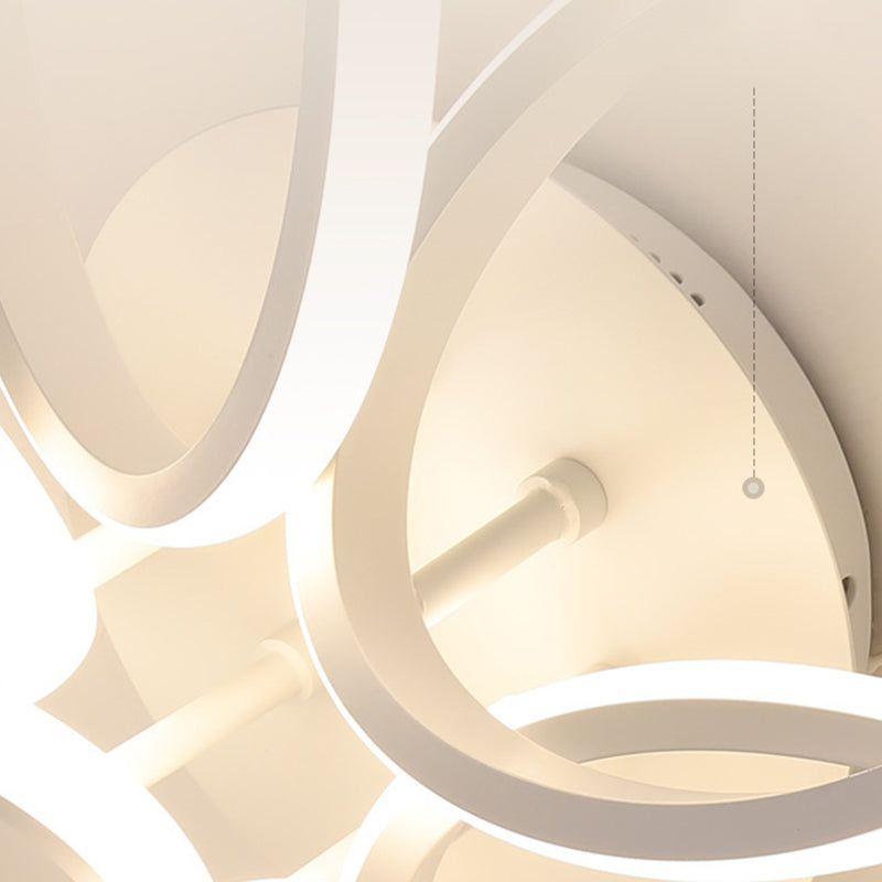 Minimalist Floral Semi Flush Mount Lighting Metal LED Bedroom Ceiling Lighting