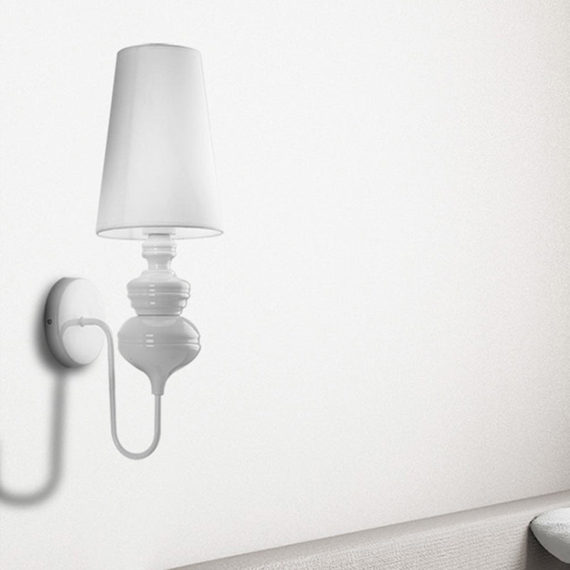 Fabric Barrel Wall Mount Light Contemporary 1 Light Black/Silver/White Sconce Light for Bedroom