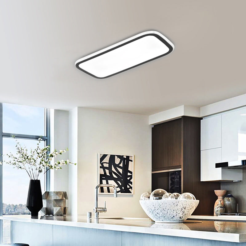 Metal Square Flush Ceiling Light Modern 1 Light Flush Ceiling Light Fixtures in White