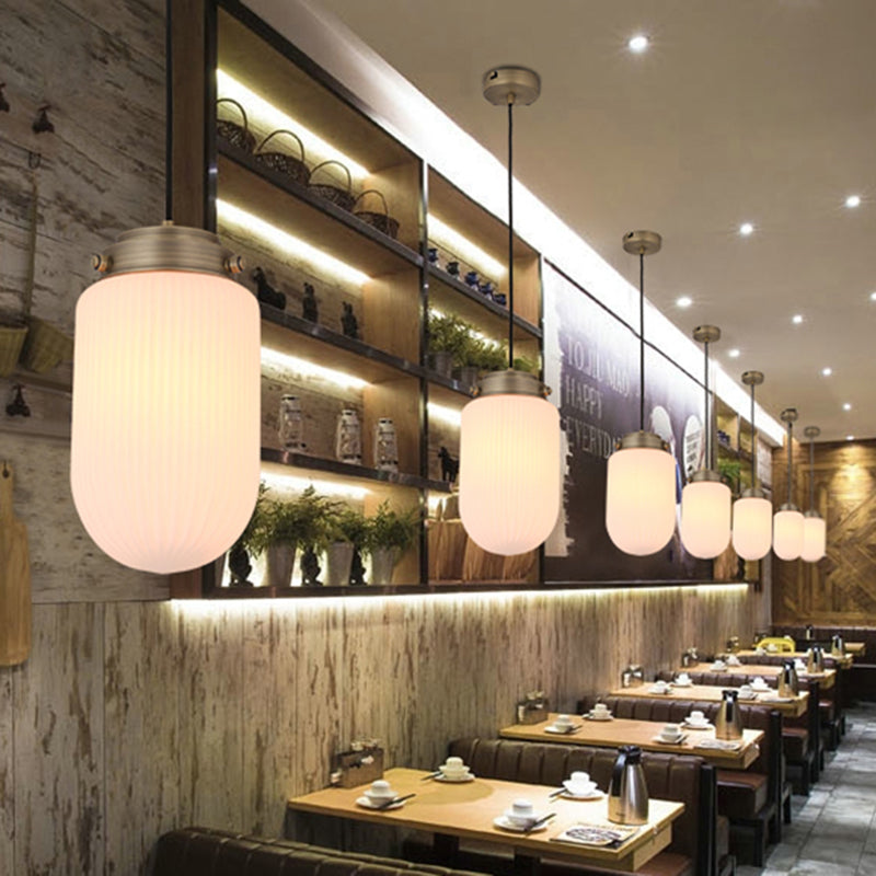 Modern Capsule Pendant Light Smoke Gray/White Prismatic Glass 1 Light Ceiling Light for Kitchen Island