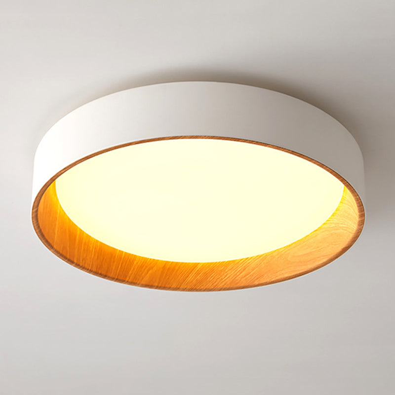 1 Light Round Flush Mount Lamp Modern Style Metal Flush Mount Fixture in White