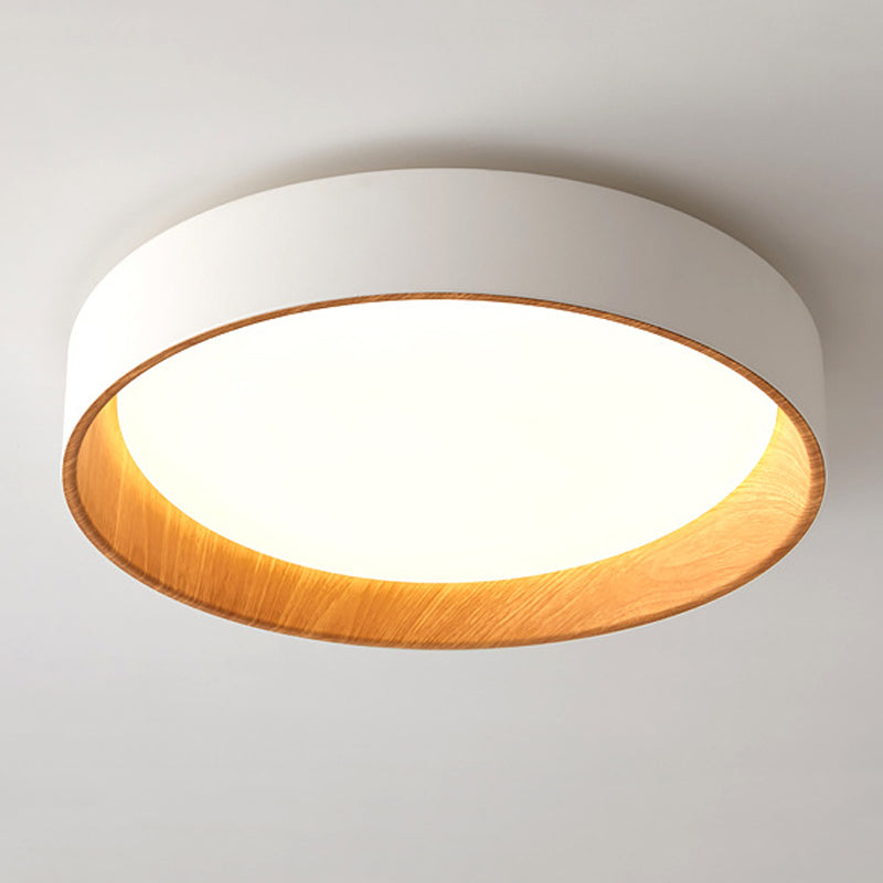 1 Light Round Flush Mount Lamp Modern Style Metal Flush Mount Fixture in White