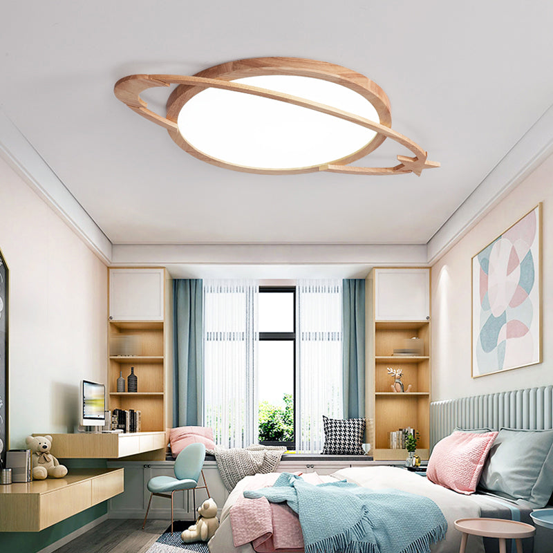 Geometry Shape Ceiling Fixture Modern Style Wood 1 Light Ceiling Mounted Light