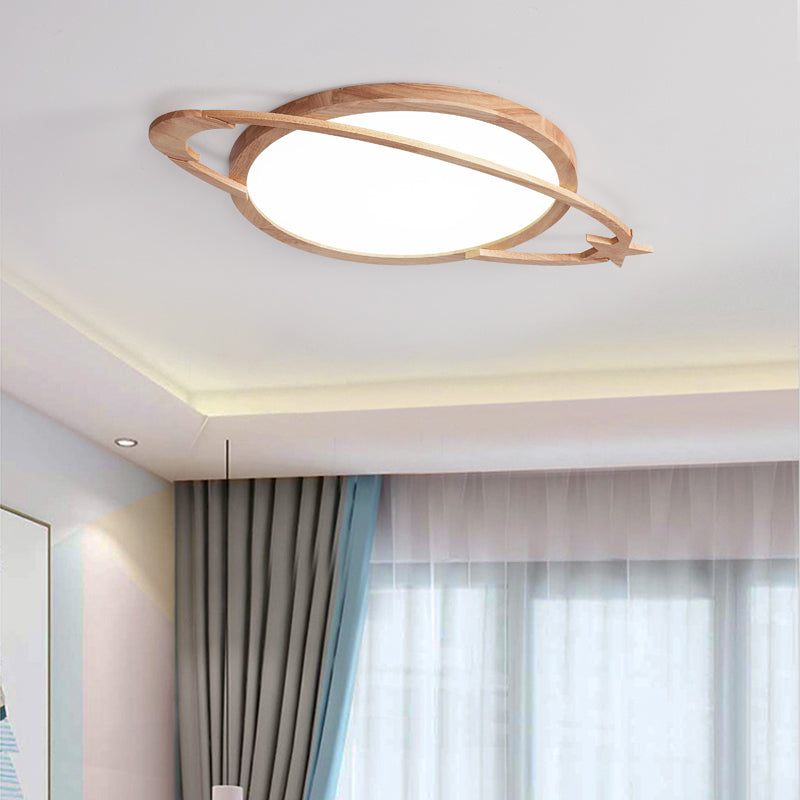 Geometry Shape Ceiling Fixture Modern Style Wood 1 Light Ceiling Mounted Light