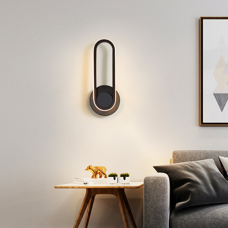 Oval Metal Wall Sconce Modern Style 1- Light Wall Mount Lighting