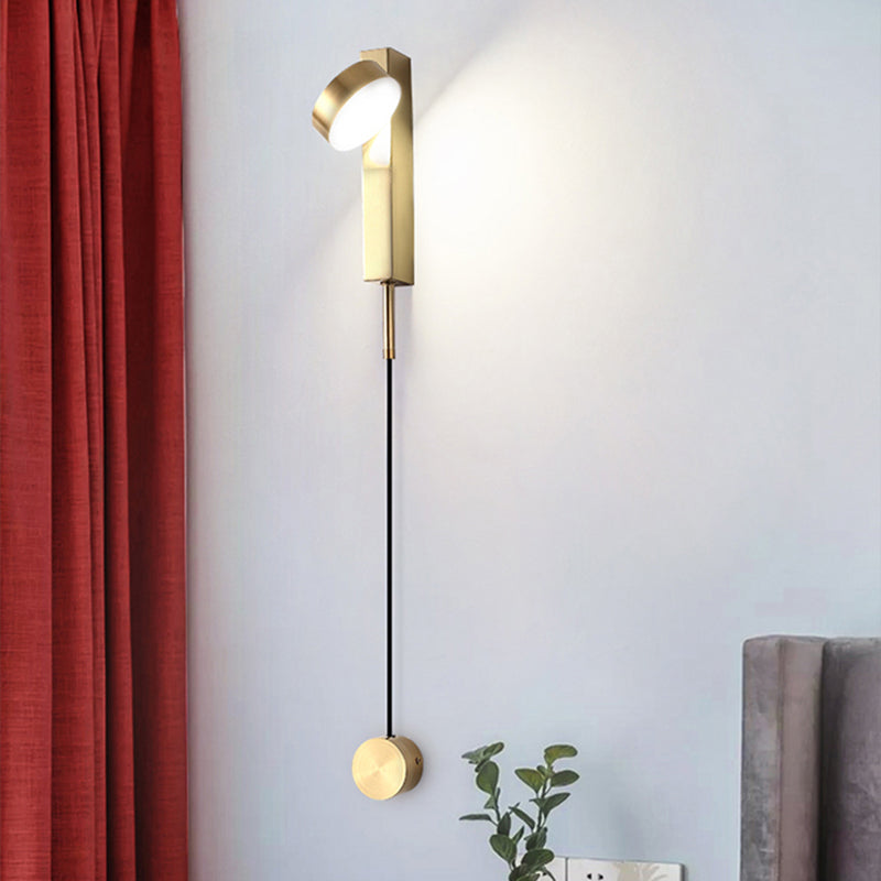Round Metal Wall Sconce Modern Style 1-Light Wall Mount Lighting