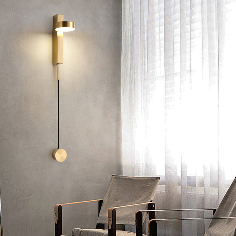 Round Metal Wall Sconce Modern Style 1-Light Wall Mount Lighting