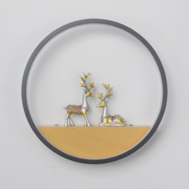 Circle Shape Wall Lighting Modern Style Metal 1 Light Sconce Lamp for Living Room