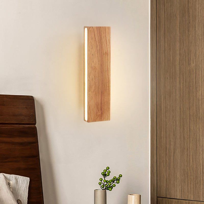 Rectangle Shape Wall Lighting Modern Style Wood 1 Light Sconce Lamp for Living Room