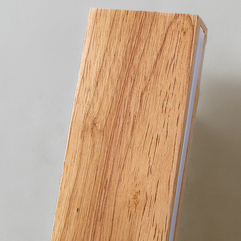Rectangle Shape Wall Lighting Modern Style Wood 1 Light Sconce Lamp for Living Room