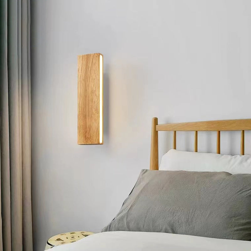 Rectangle Shape Wall Lighting Modern Style Wood 1 Light Sconce Lamp for Living Room