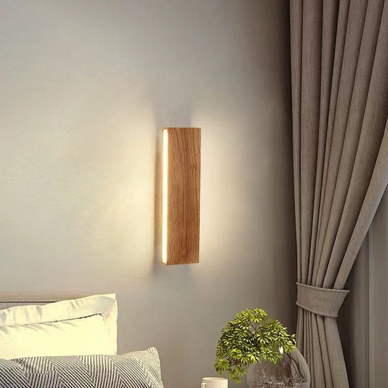 Rectangle Shape Wall Lighting Modern Style Wood 1 Light Sconce Lamp for Living Room