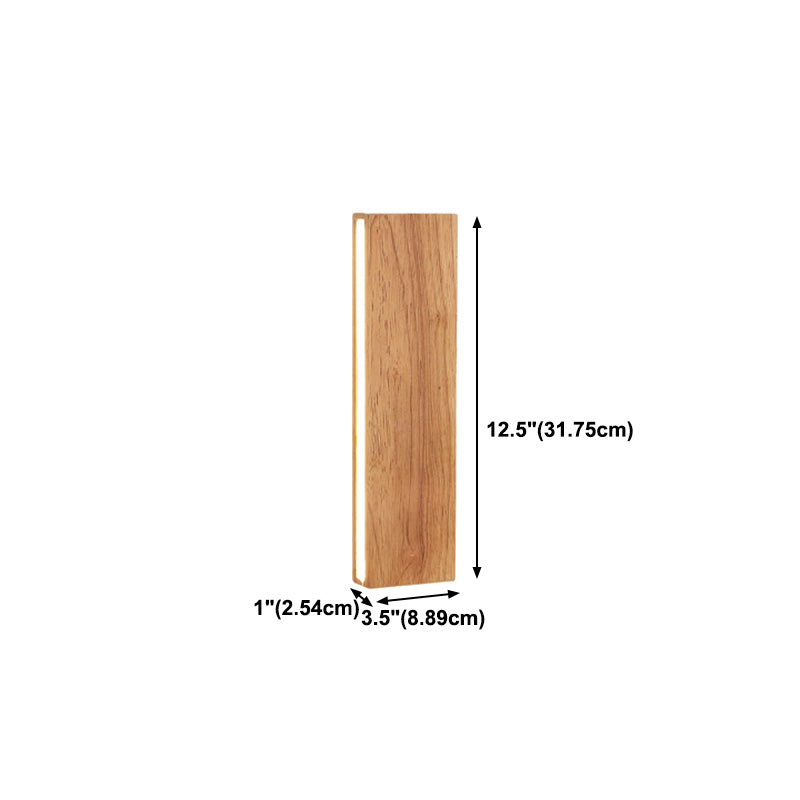 Rectangle Shape Wall Lighting Modern Style Wood 1 Light Sconce Lamp for Living Room