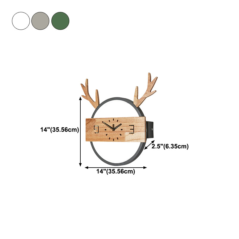 Circle Shape Wall Lighting Modern Style Wood 1 Light Sconce Lamp for Living Room