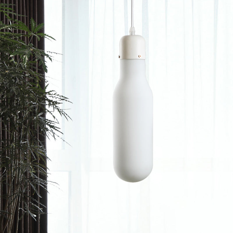 1 Light Dining Room Pendant Light Simple White Suspension Light with Cone/Globe/Cylinder Glass Design
