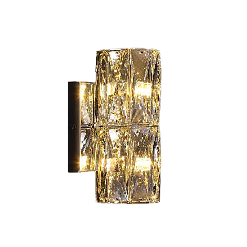 Light Luxury Wall Light Rectangle Shape Wall Lamp with Crystal Shade for Bedroom