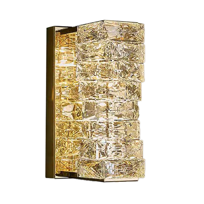 Light Luxury Wall Light Rectangle Shape Wall Lamp with Crystal Shade for Bedroom