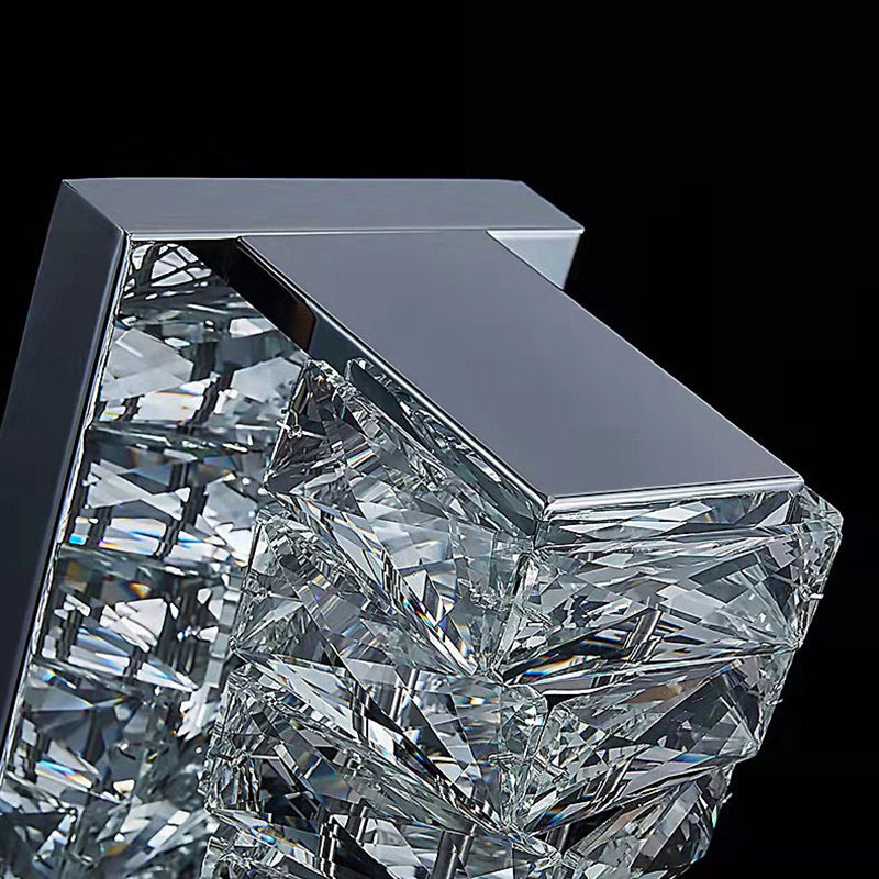 Light Luxury Wall Light Rectangle Shape Wall Lamp with Crystal Shade for Bedroom