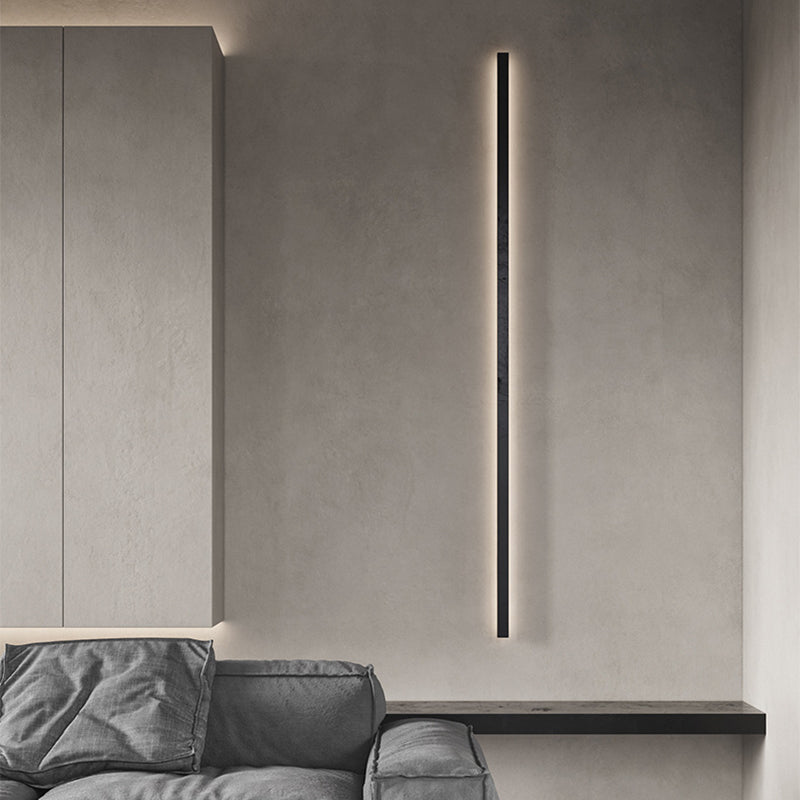 Linear Shape Metal Wall Mount Lighting Modern 1-Light Wall Mounted Light Fixture in Black