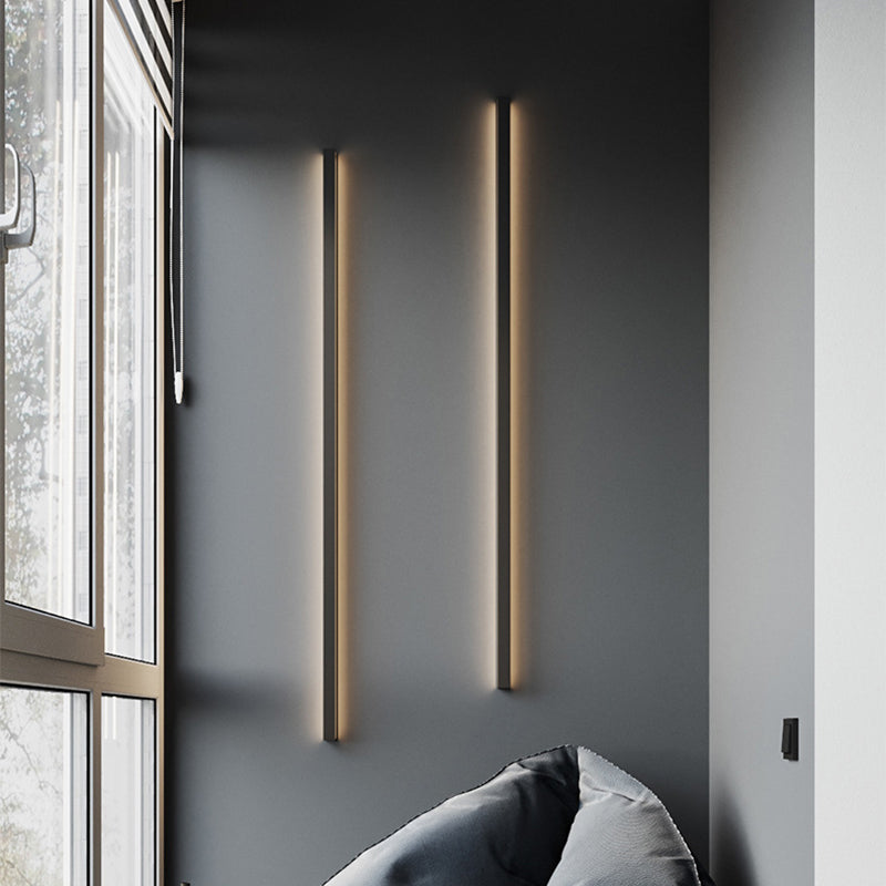 Linear Shape Metal Wall Mount Lighting Modern 1-Light Wall Mounted Light Fixture in Black