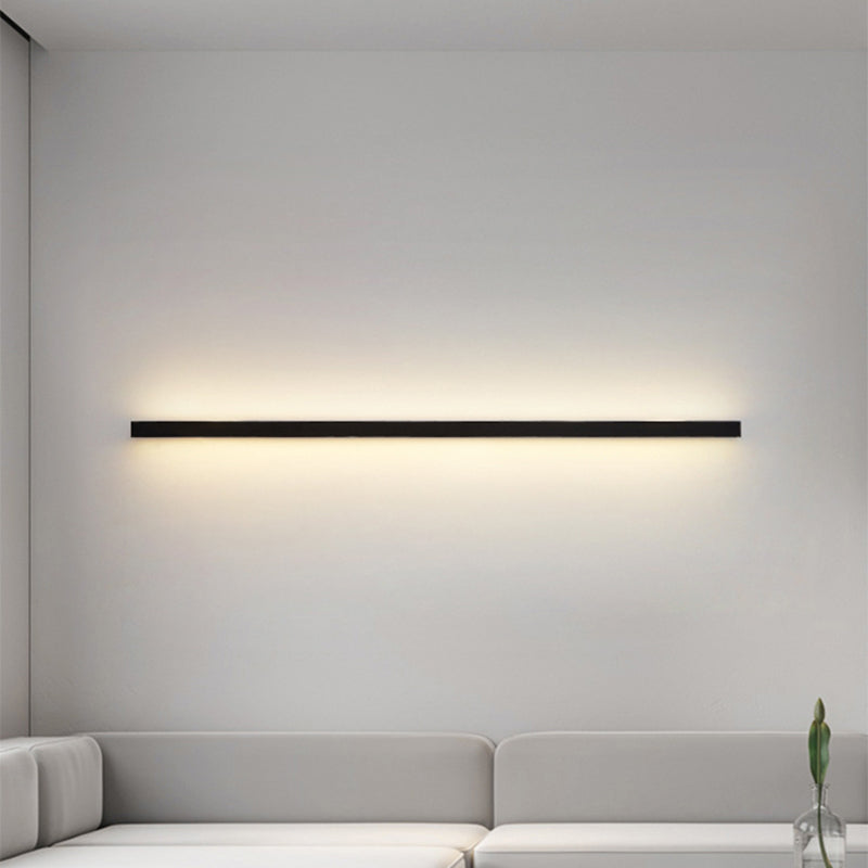 Linear Shape Metal Wall Mount Lighting Modern 1-Light Wall Mounted Light Fixture in Black